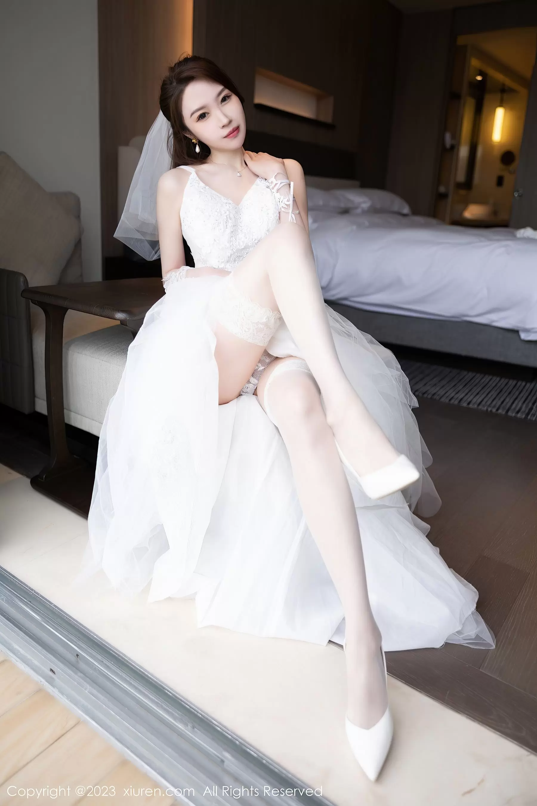 No.6120 梦心玥 婚纱服 长裙比基尼风美女写真-丽图阁